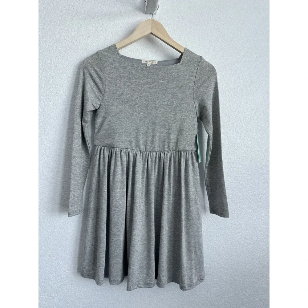 NWT!  Girl's Medium Copper Key Gray Silver Glitter A Line Knit Dress